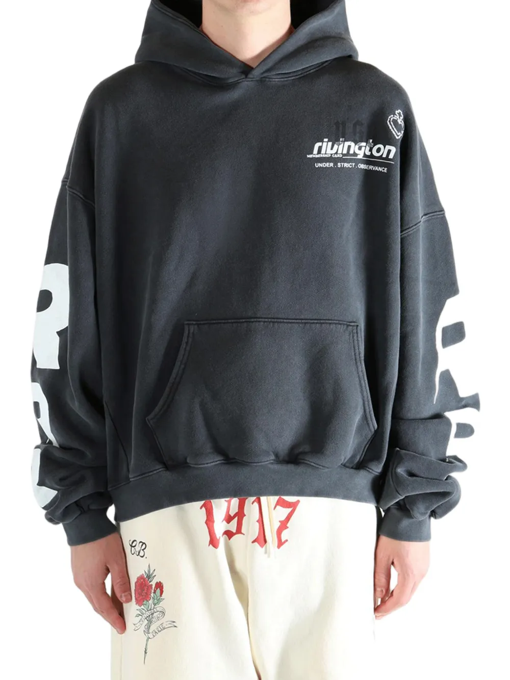 RRR123 Membership Uso hoodie met logoprint Grijs