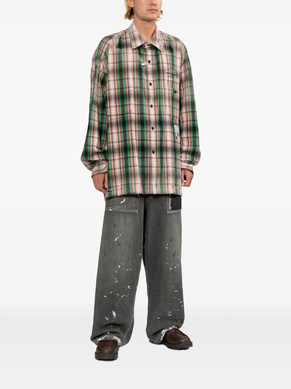 Maison MIHARA YASUHIRO logo-embroidered checked shirt | Image 2
