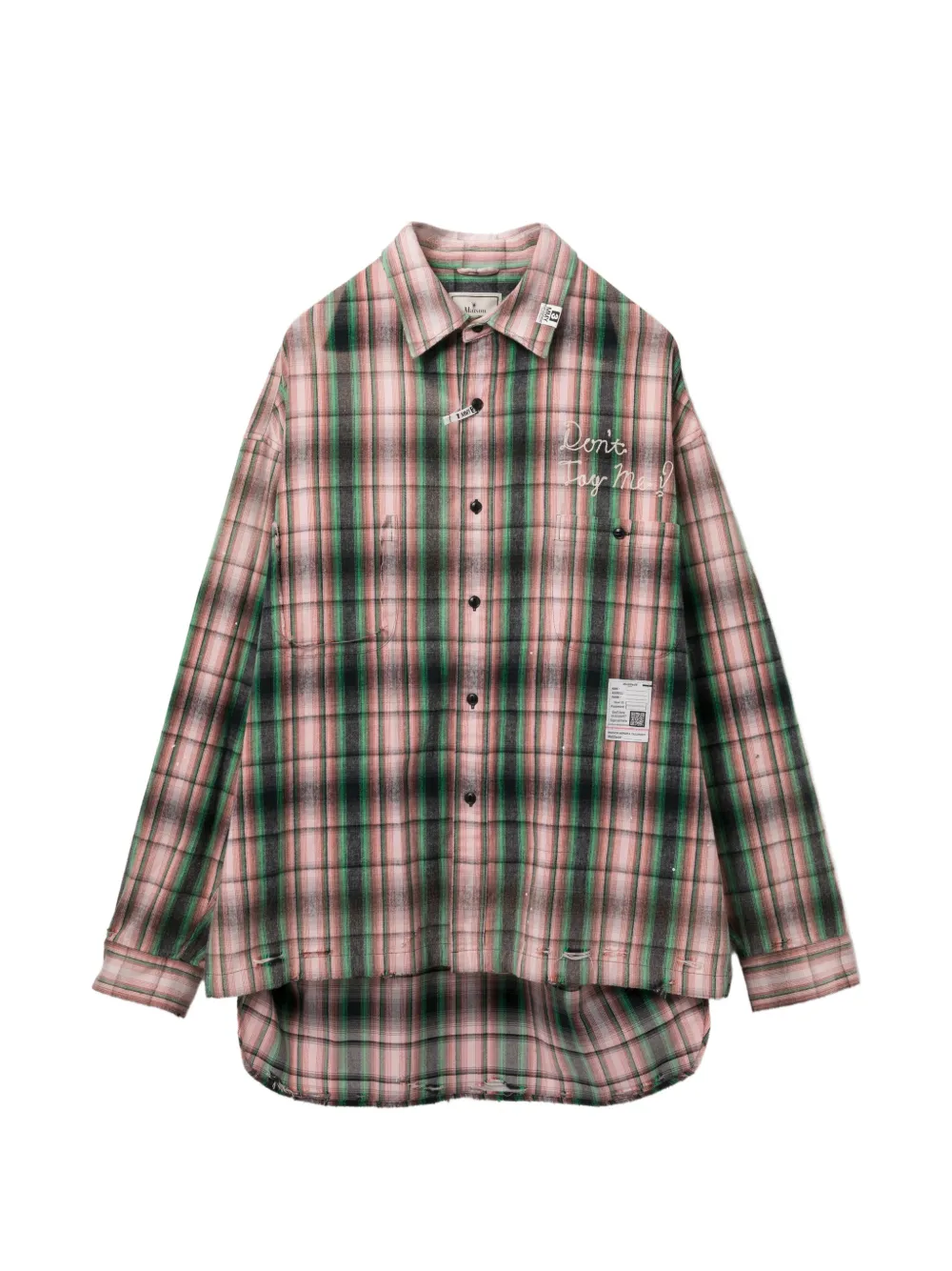 Maison MIHARA YASUHIRO logo-embroidered checked shirt - Pink