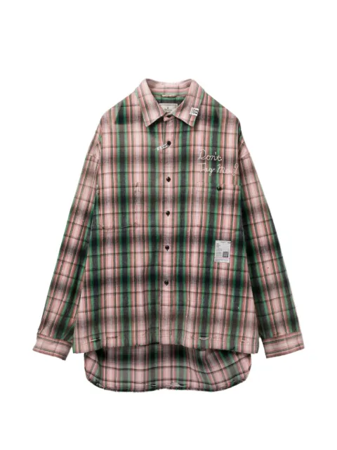 Maison MIHARA YASUHIRO camisa con motivo de cuadros y logo bordado
