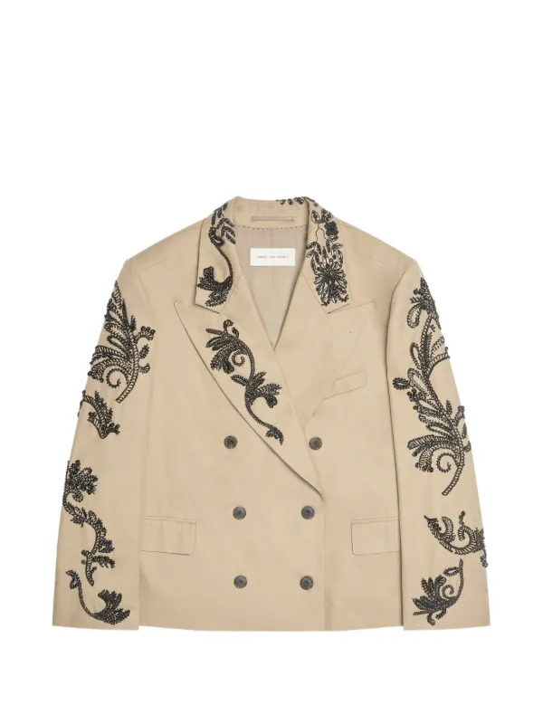 Dries Van Noten Embroidered Blazer in Neutrals