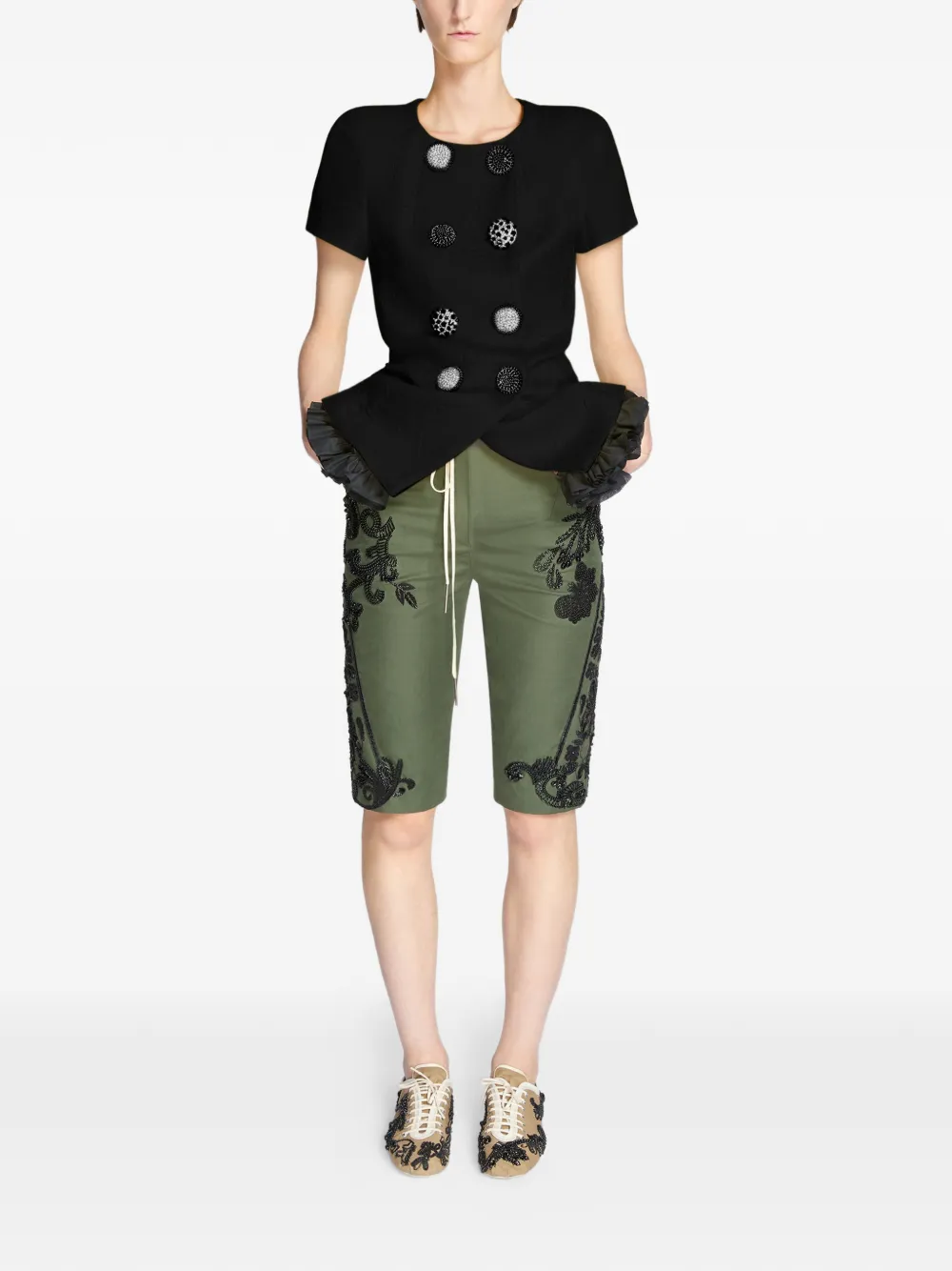 DRIES VAN NOTEN パフスリーブ ショートジャケット ベルギー製 DRIES VAN NOTEN ショートスリーブ ジャケット | ブラック | FARFETCH JP