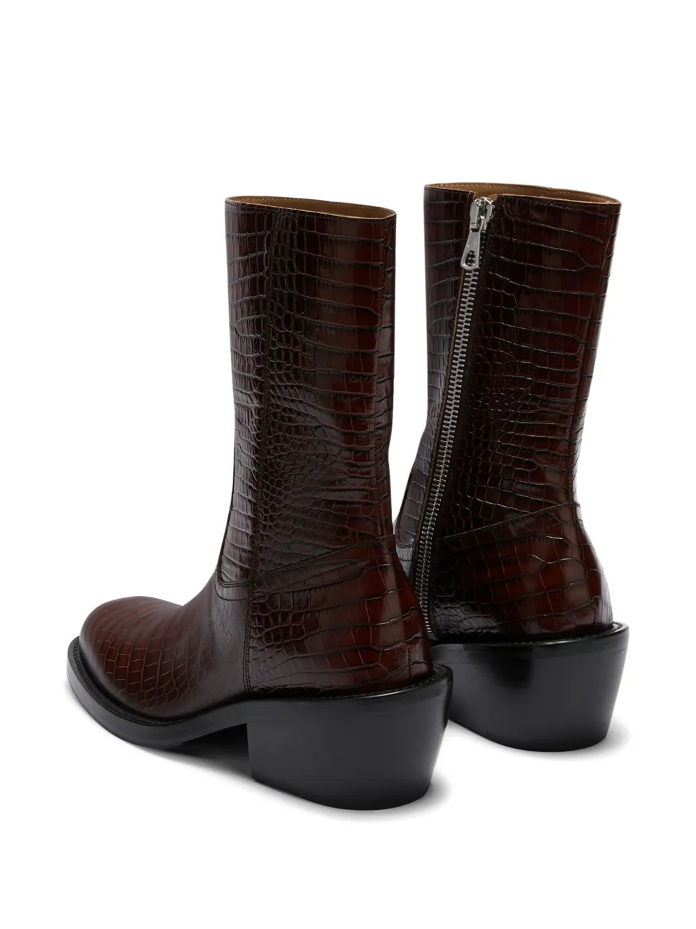 DRIES VAN NOTEN Leren laarzen met rits Bruin