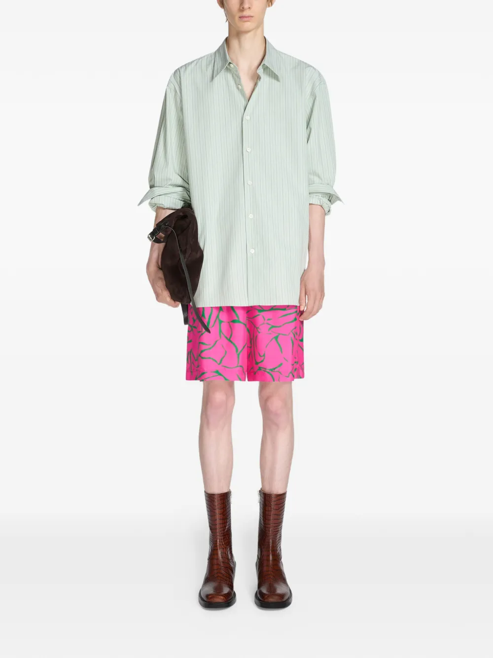 DRIES VAN NOTEN Leren laarzen met rits Bruin