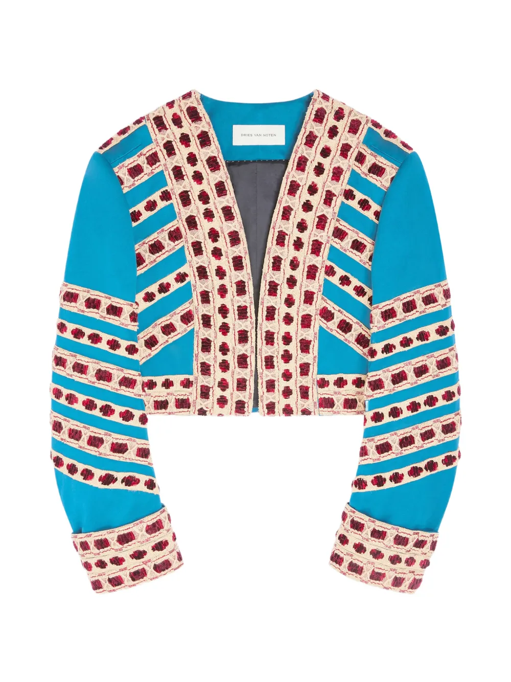 DRIES VAN NOTEN Giacca crop con ricamo - Blu
