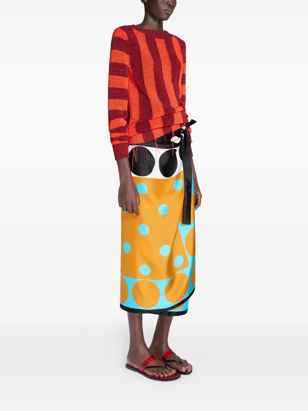 DRIES VAN NOTEN Trui met intarsia strepen Rood