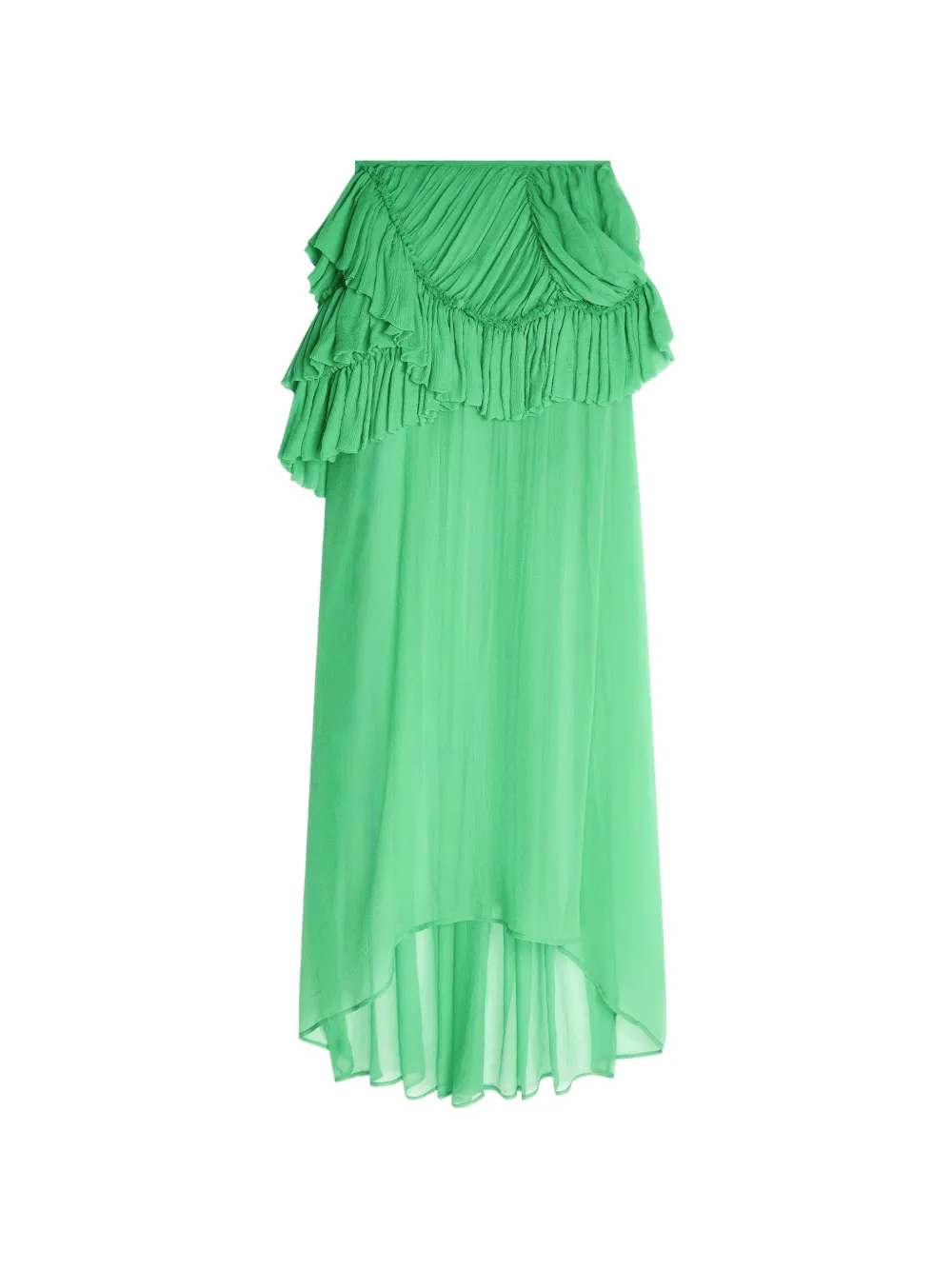 DRIES VAN NOTEN Gonna in seta con ruches - Verde