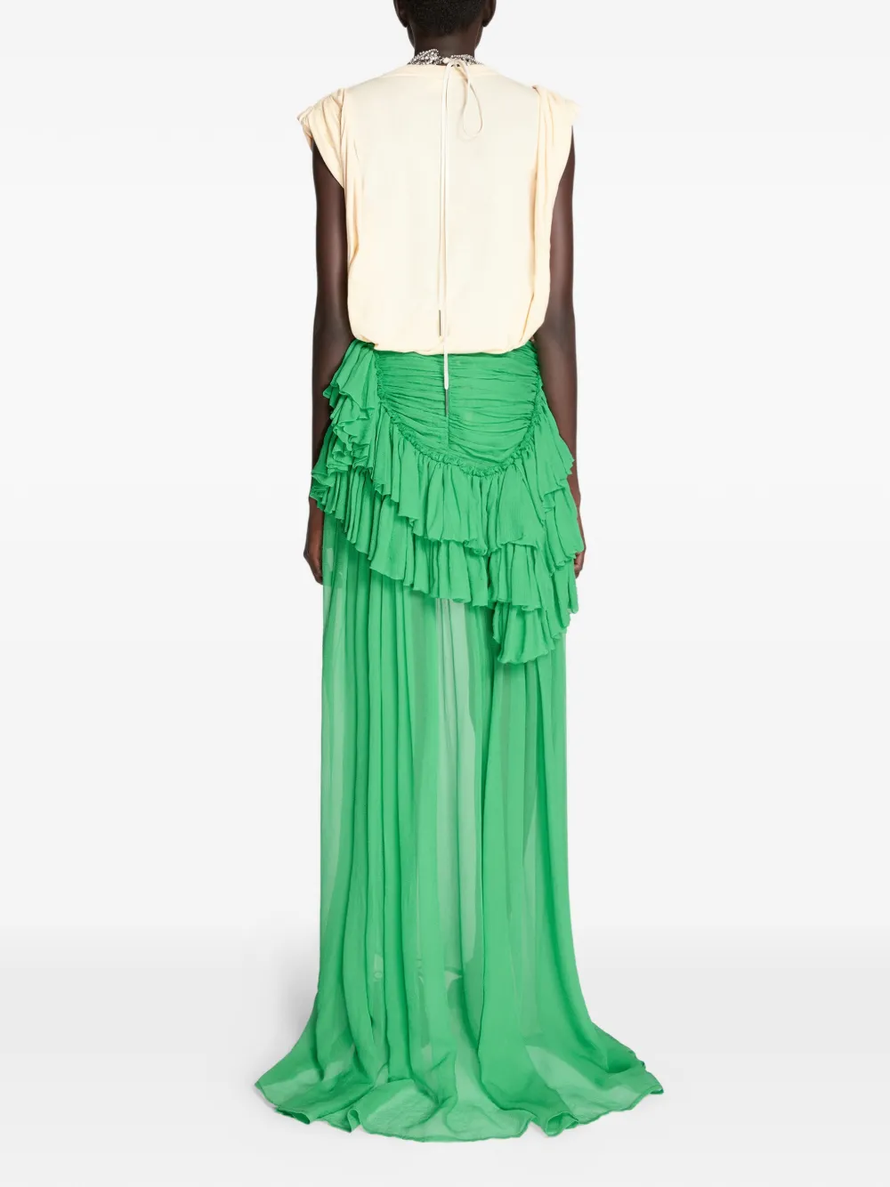 DRIES VAN NOTEN Zijden rok Groen
