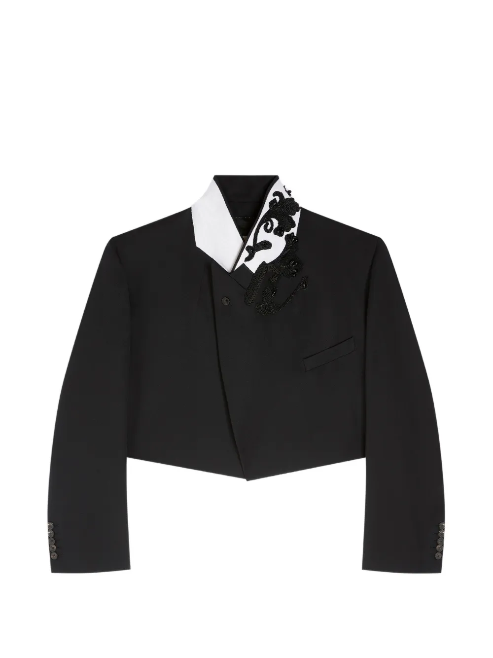 DRIES VAN NOTEN Blazer crop con ricamo - Nero