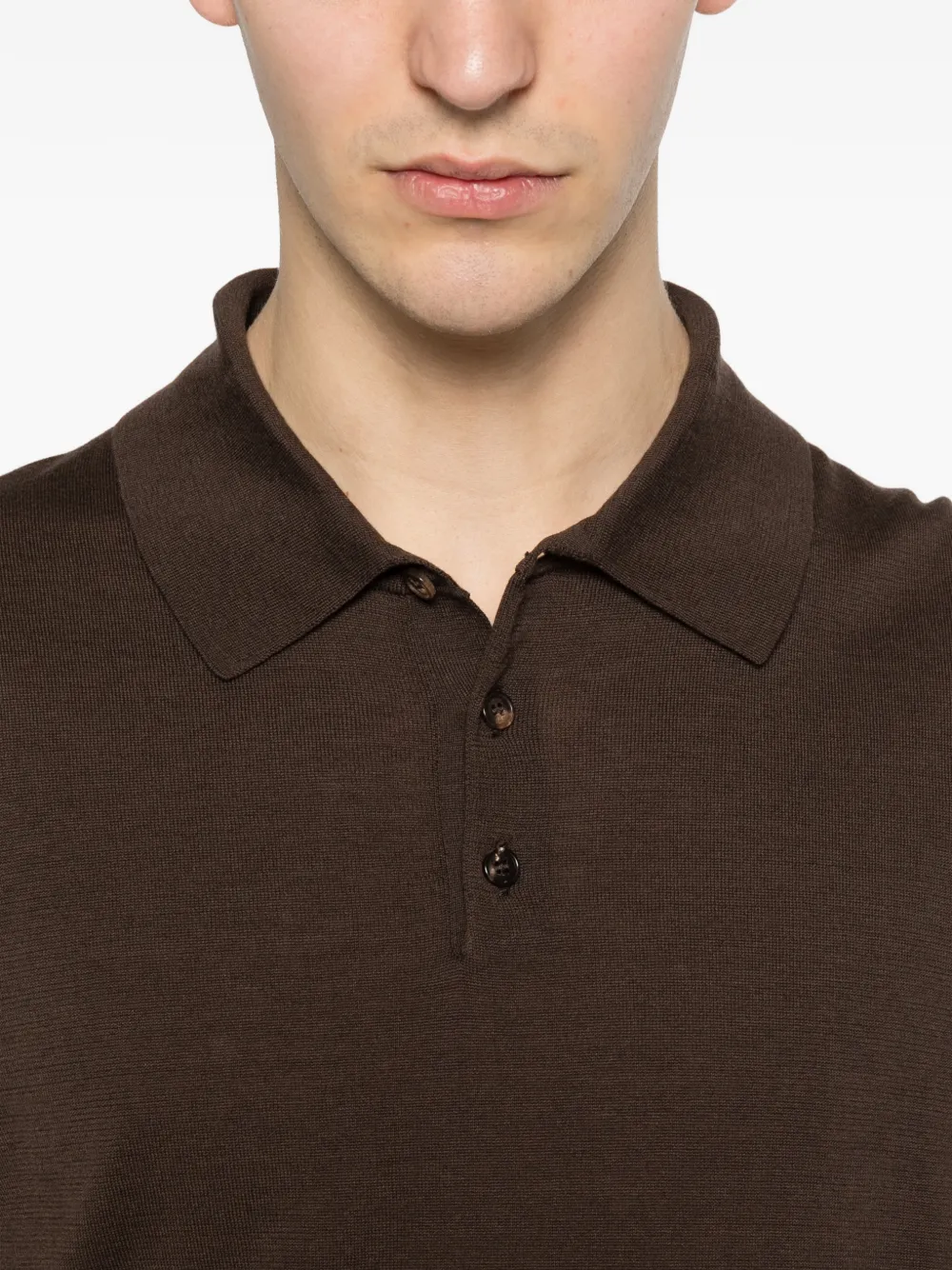 Zanone Poloshirt met knopen Bruin