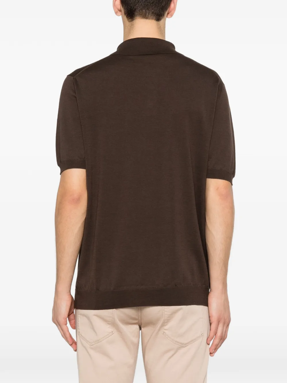 Zanone Poloshirt met knopen Bruin