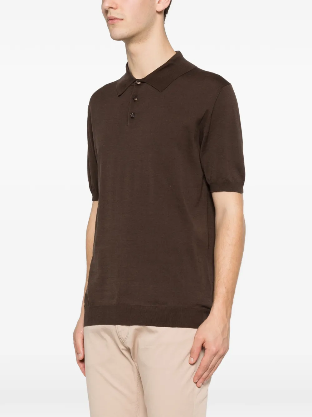Zanone Poloshirt met knopen Bruin