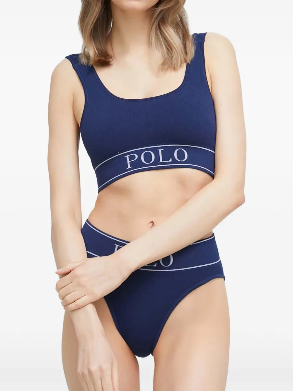 Polo Ralph Lauren Geribbelde bh met logoband Blauw