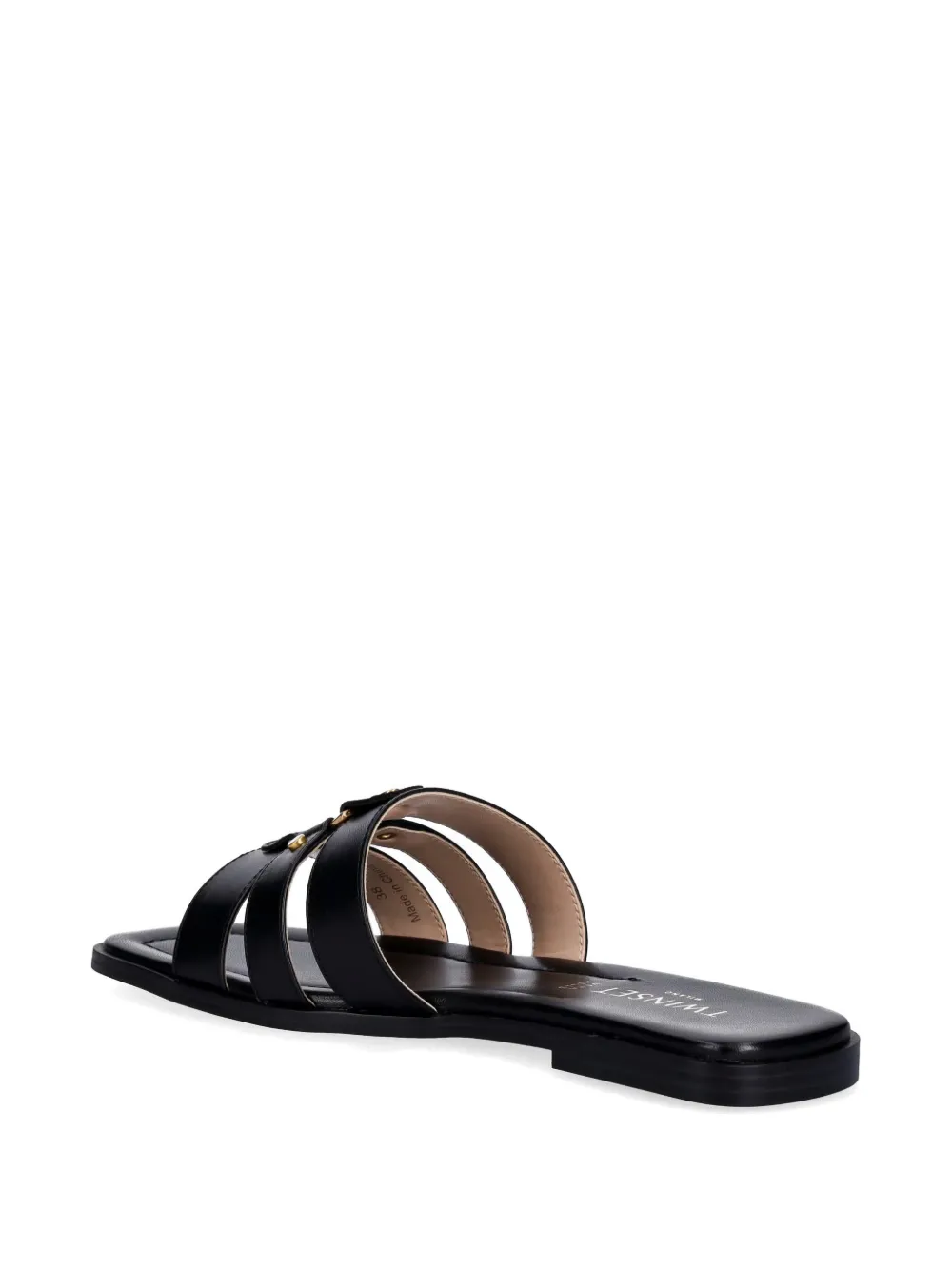 TWINSET logo-plaque triple-strap slides Zwart