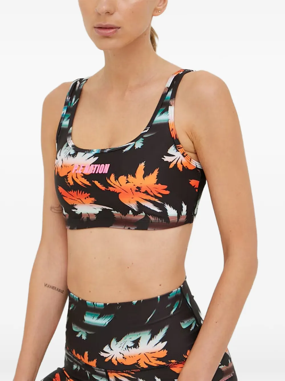P.E Nation Oasis palm-print cutout-back sports bra - Nero