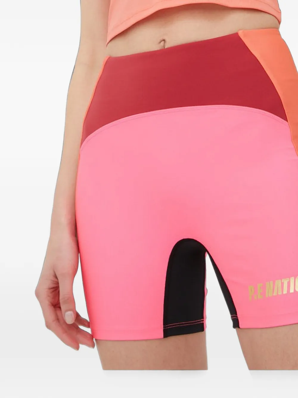 P.e Nation Colourblock Logo Shorts In Pink
