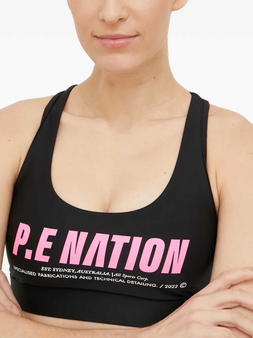 P.E Nation In Play sport-bh met logoprint Zwart
