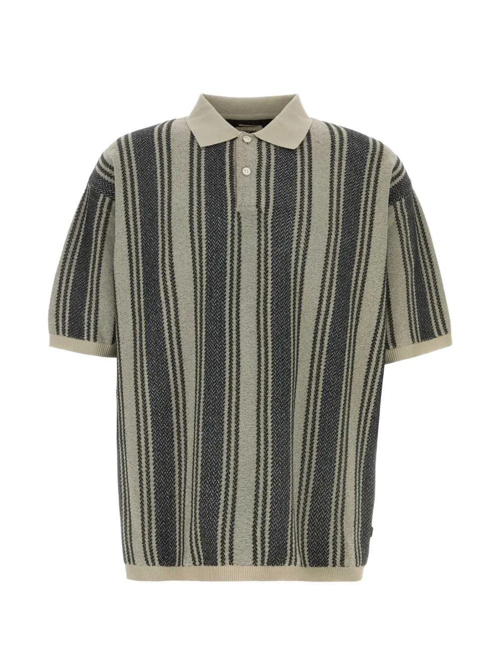 Nanamica Striped Knit Polo Shirt In Neutral