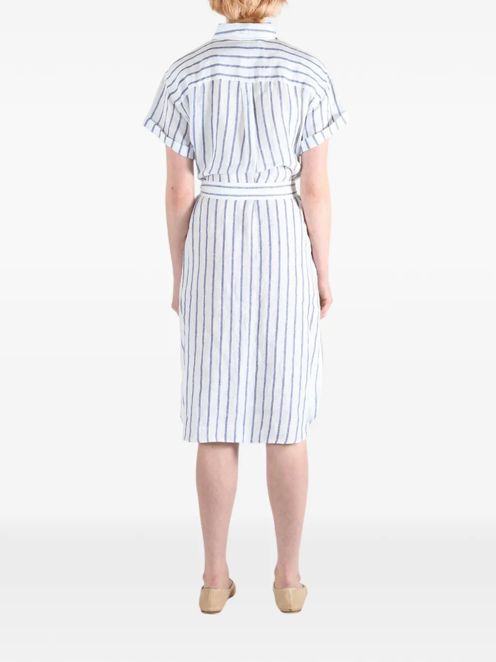 Polo Ralph Lauren Gestreepte blousejurk met gestrikte taille Wit