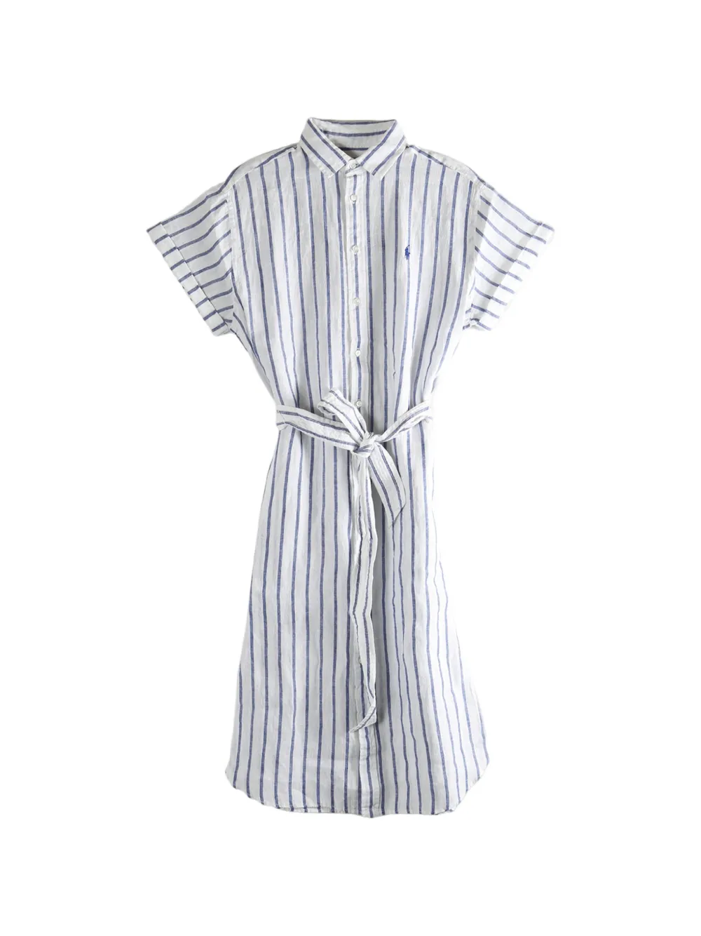 Polo Ralph Lauren striped-pattern tie-waist midi shirt dress - Bianco