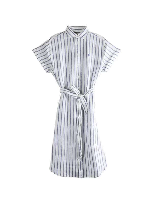 Polo Ralph Lauren striped-pattern tie-waist Midi Shirt Dress | White | FARFETCH Polo Ralph Lauren striped-pattern tie-waist Midi Shirt Dress | White | FARFETCH