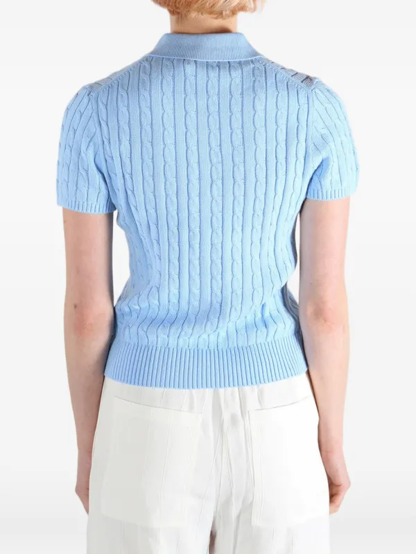 Polo Ralph Lauren cable-knit short-sleeved Cardigan | Blue | FARFETCH