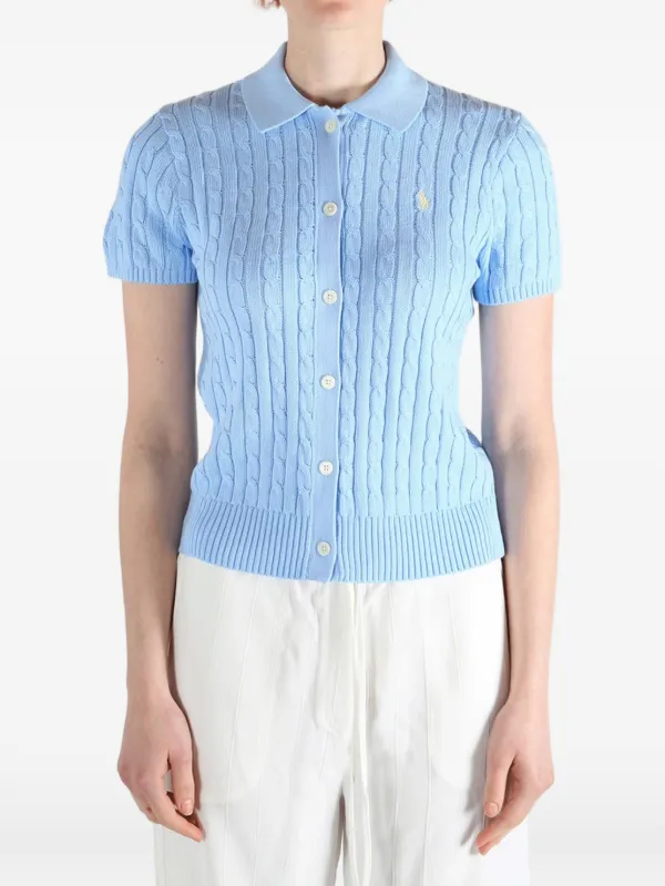Polo Ralph Lauren cable-knit short-sleeved Cardigan | Blue | FARFETCH