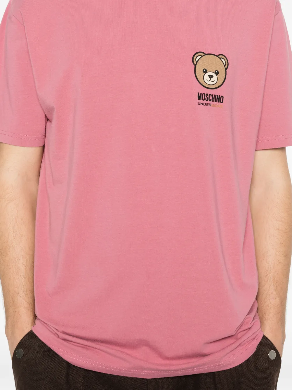 Moschino T-shirt met teddy-logo Roze
