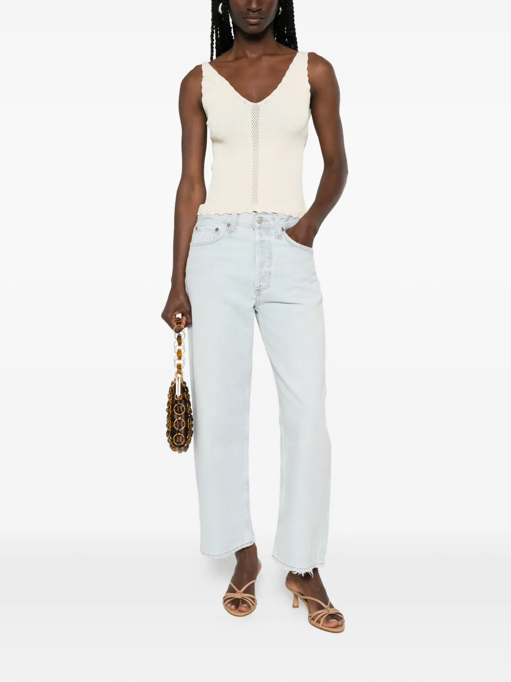 TWINSET Top met gewelfde afwerking Beige