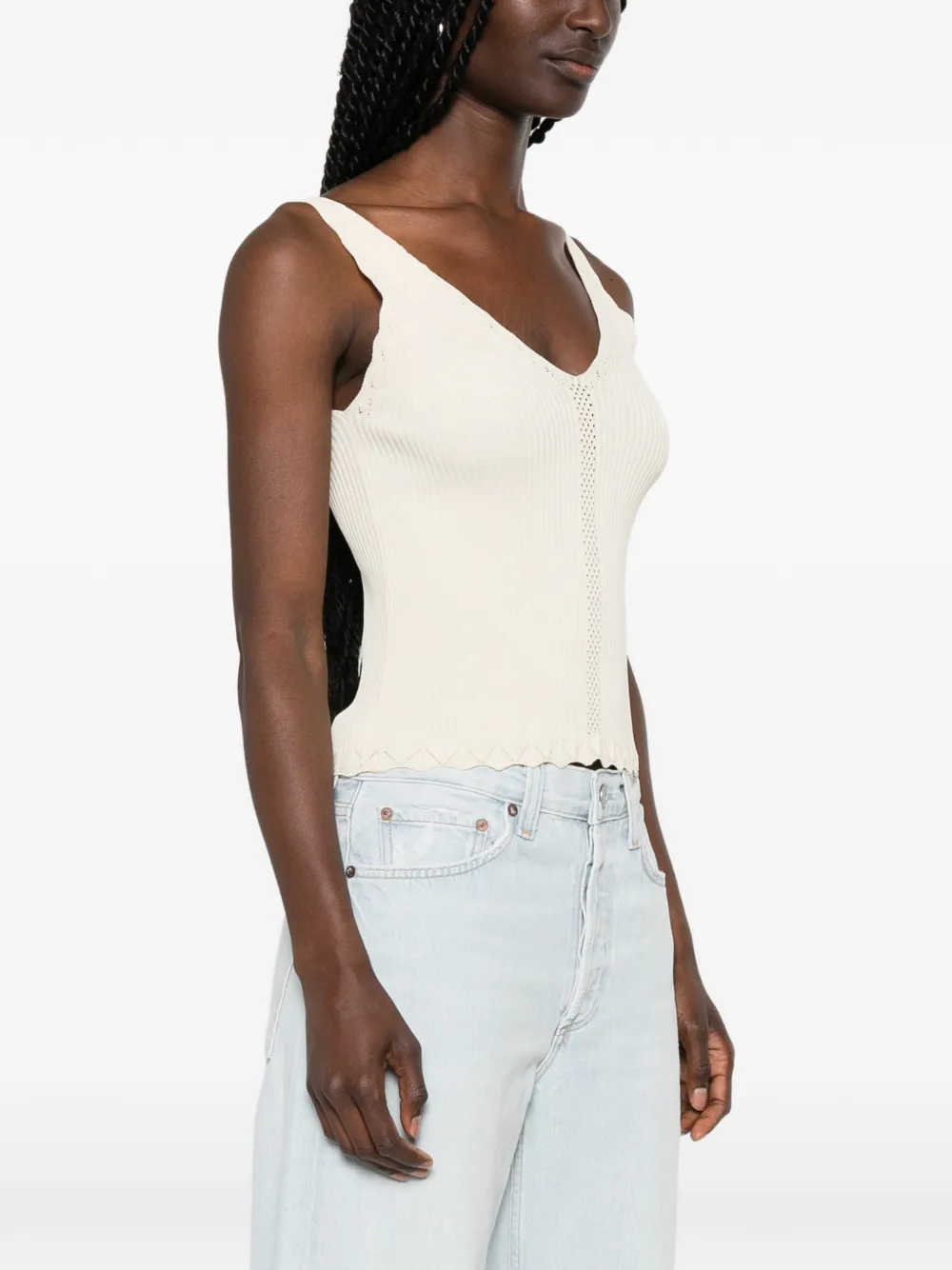 TWINSET Top met gewelfde afwerking Beige