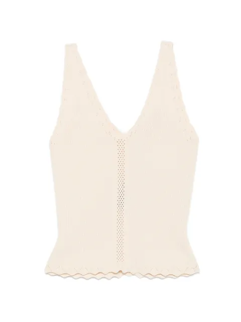 TWINSET ribbed-knit pointelle-trim top