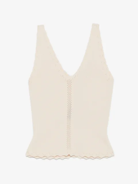 TWINSET ribbed-knit pointelle-trim top