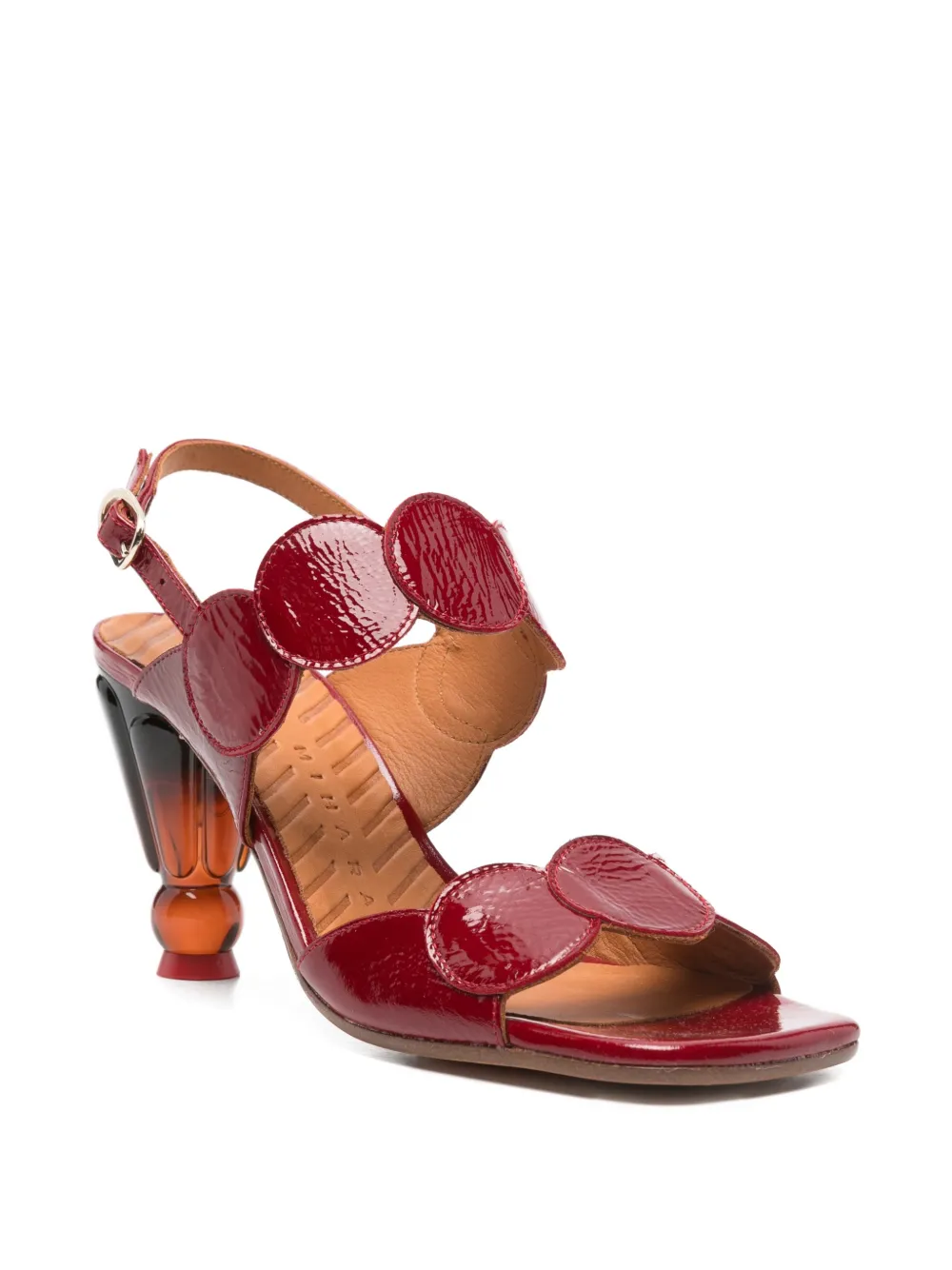 Chie Mihara round embellishment sandals Rood