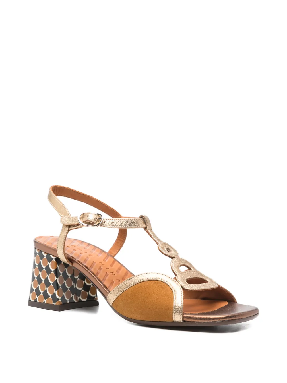 Chie Mihara T-strap patterned sandals Goud