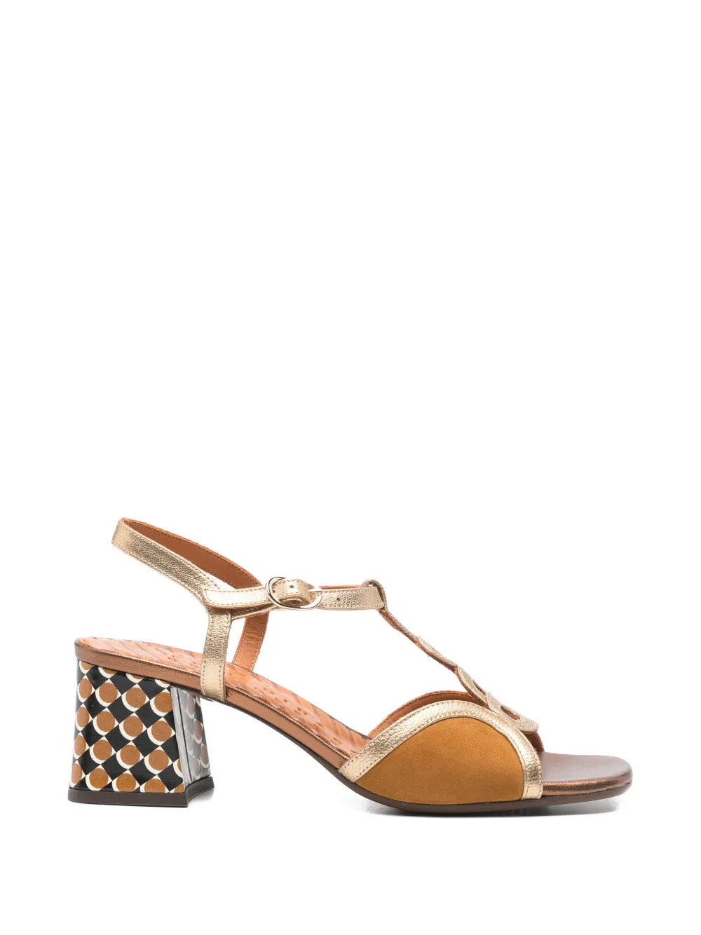 Chie Mihara T-strap patterned sandals Goud