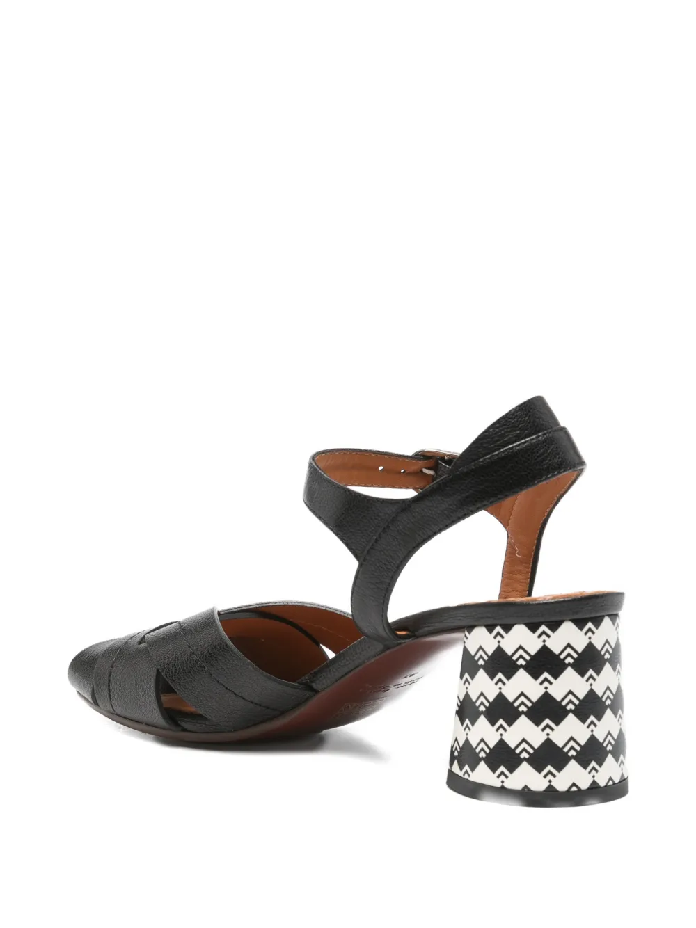 Chie Mihara woven geometric heel sandals Zwart