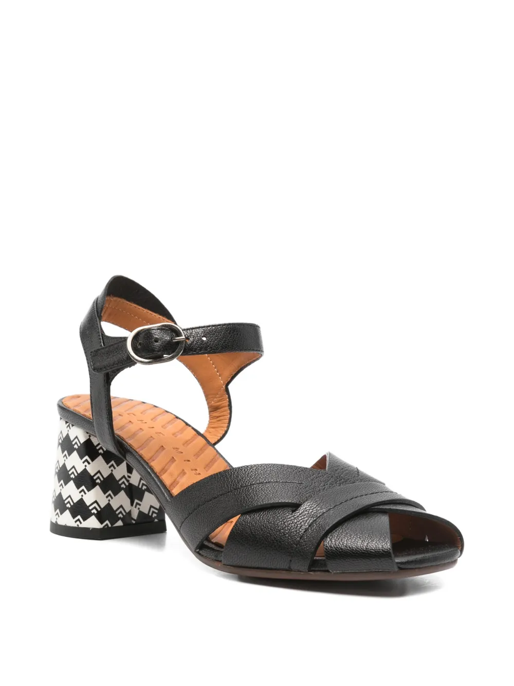 Chie Mihara woven geometric heel sandals Zwart