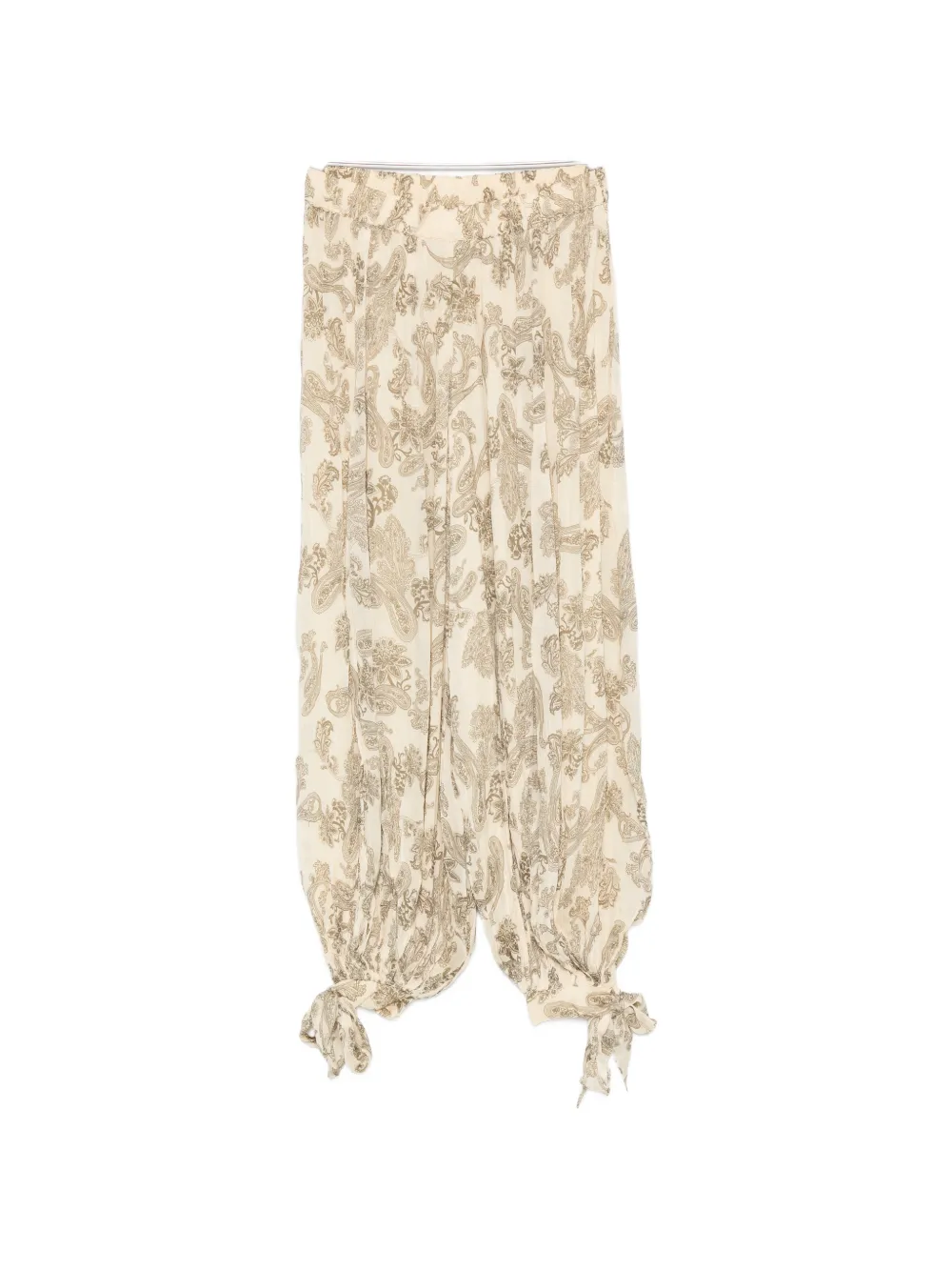 Hemant And Nandita Dani paisley-print tie-cuff trousers - Toni neutri