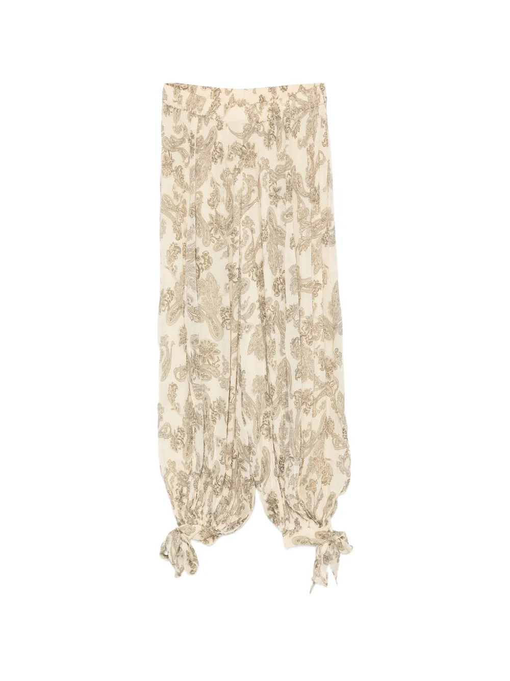 Hemant And Nandita Dani paisley-print tie-cuff trousers - Toni neutri
