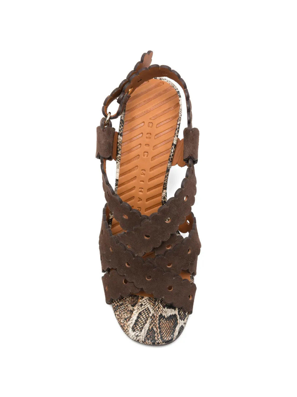 Chie Mihara scalloped snakeskin sandals Bruin