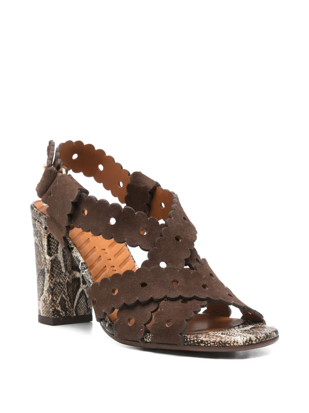 Chie Mihara scalloped snakeskin sandals Bruin