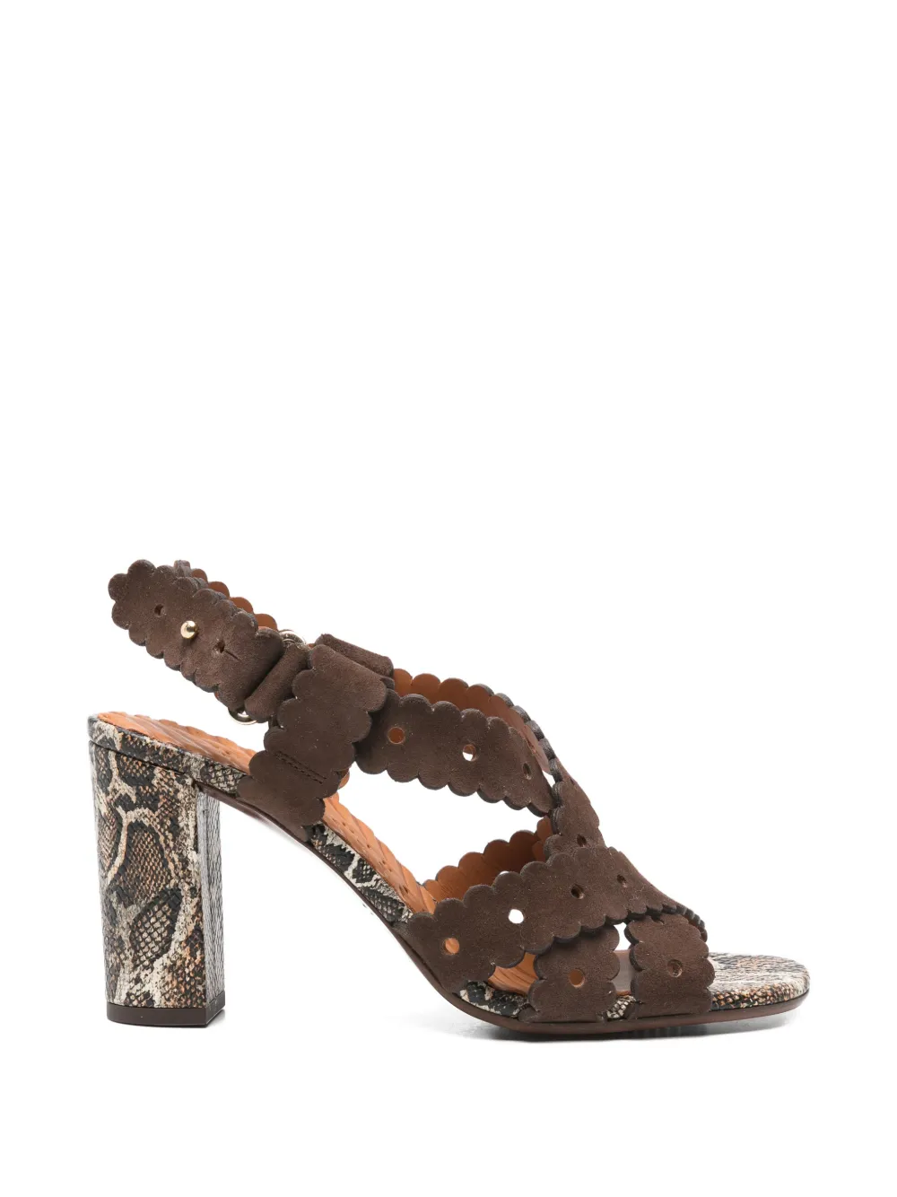 Chie Mihara scalloped snakeskin sandals Bruin