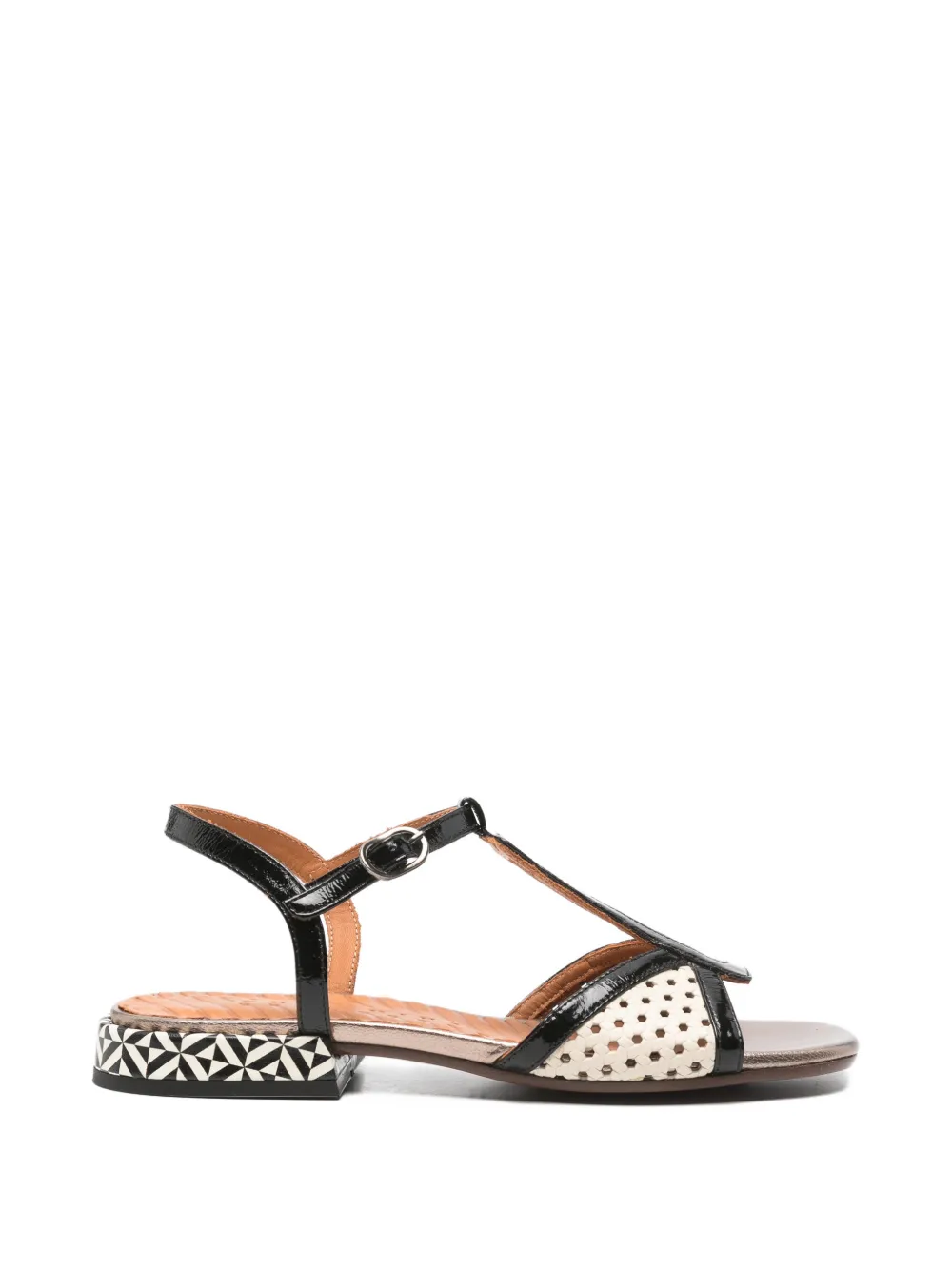 Chie Mihara perforated t-strap sandals Zwart
