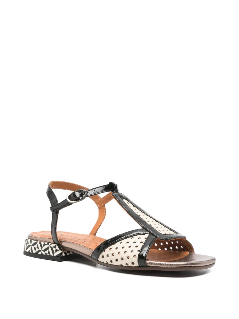 Chie Mihara perforated t-strap sandals Zwart