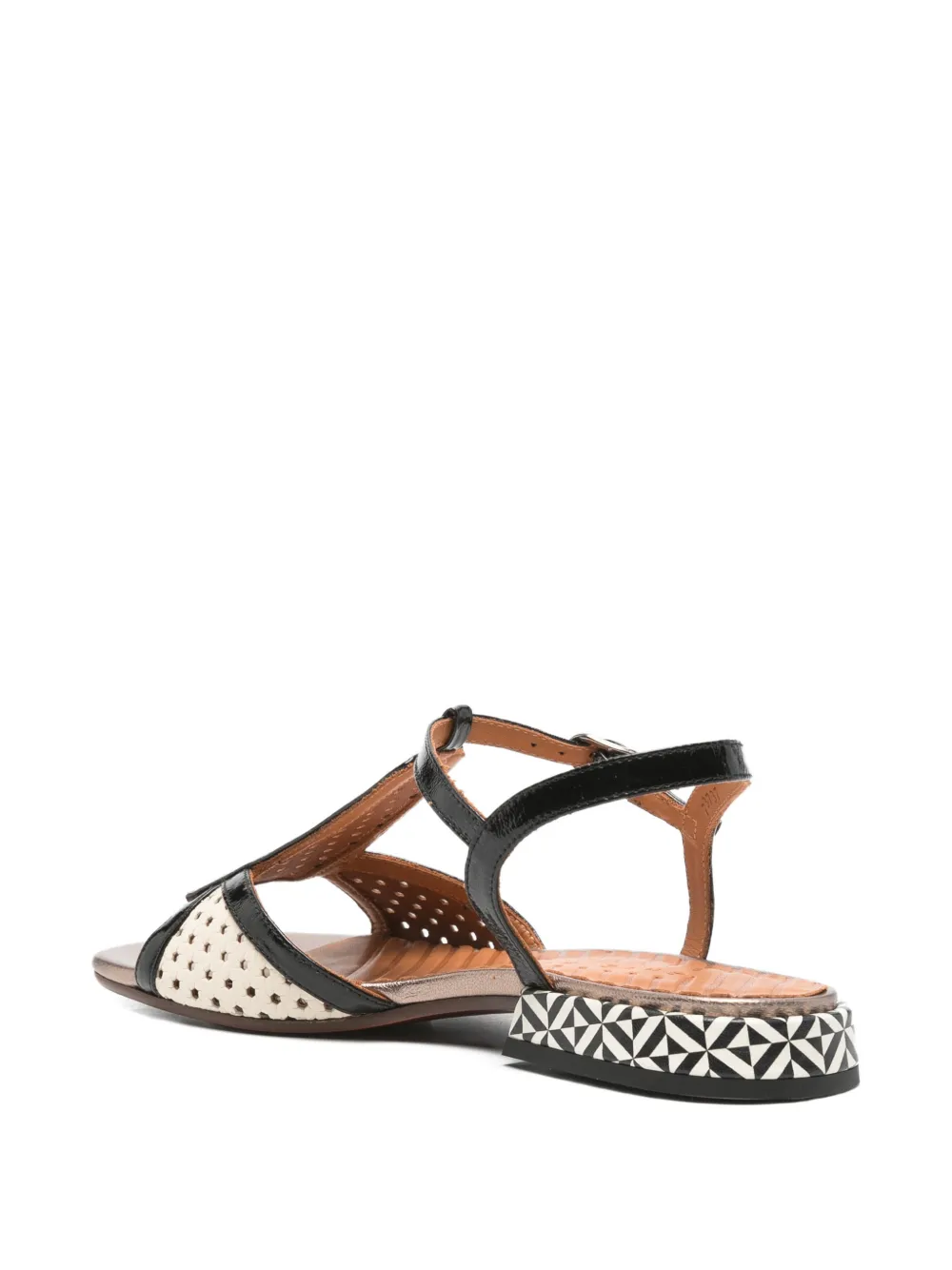 Chie Mihara perforated t-strap sandals Zwart