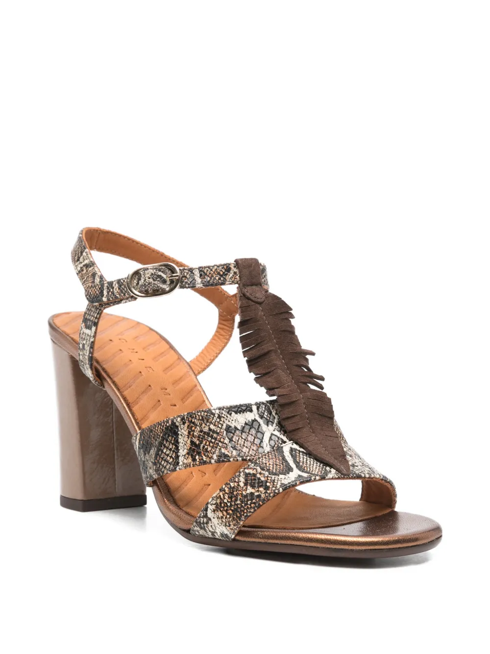 Chie Mihara python print sandals Beige