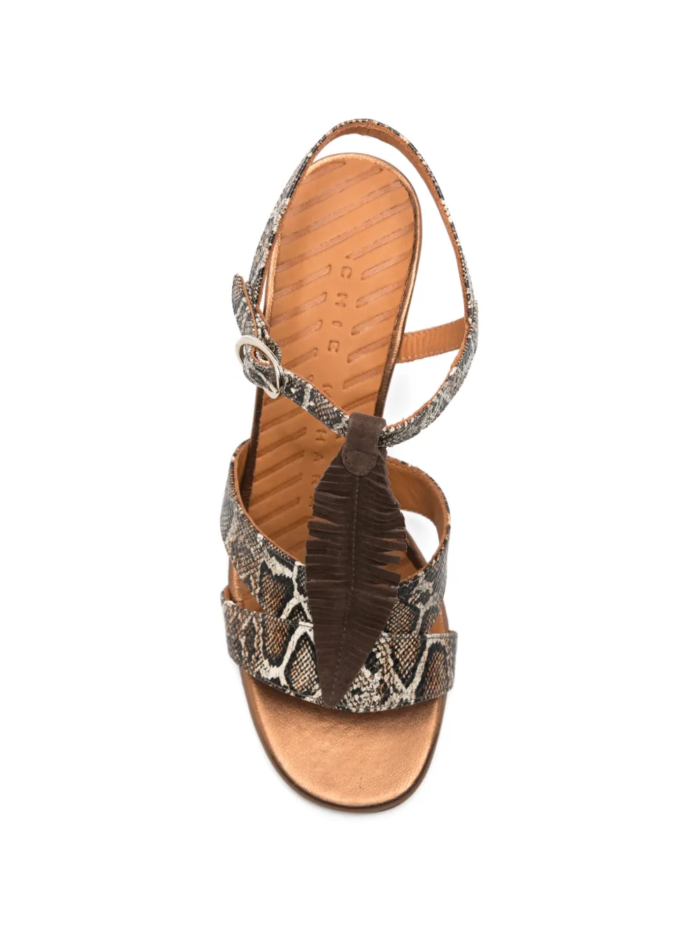 Chie Mihara python print sandals Beige