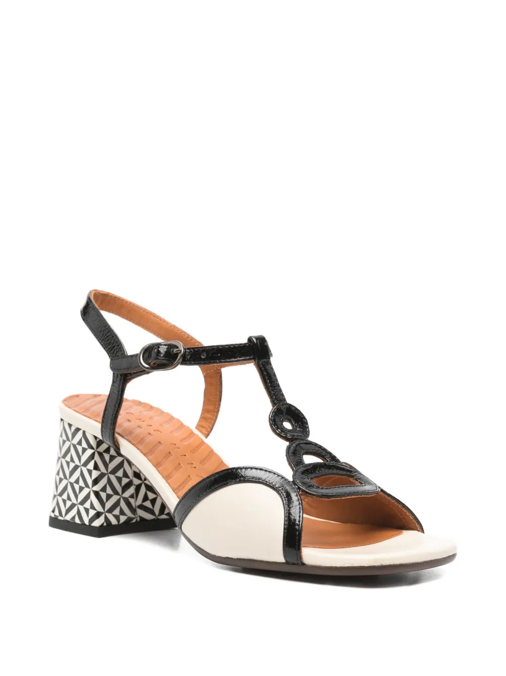 Chie Mihara T-strap patterned sandals Beige