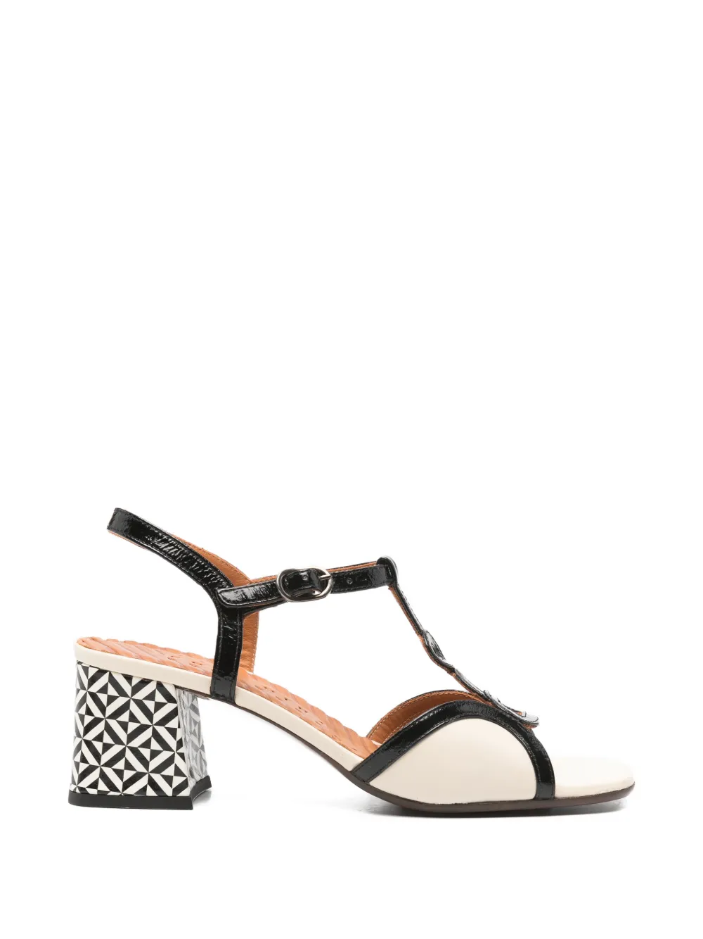 Chie Mihara T-strap patterned sandals Beige