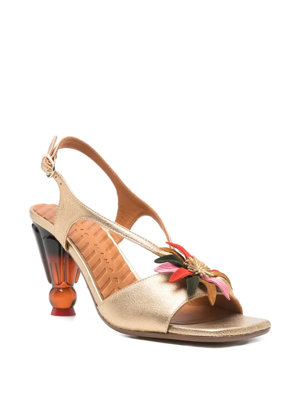 Chie Mihara floral appliqué sandals Goud